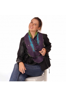 A wool felt scarf with silk and LABRADORITE drops